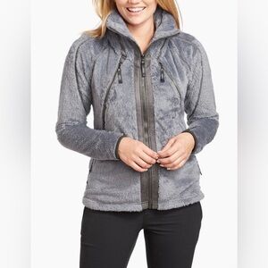 Women’s KUHLS FLIGHT Gray Fleece Grand Canyon Embroidered Logo Hood JACKET Sz L.